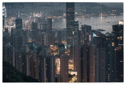 Hong Kong City Print 1000 Teile Puzzle Premium Holzpuzzle Geschenke Für Erwachsene Familie Hochzeit Abschluss Geschenk Vertikale Version
