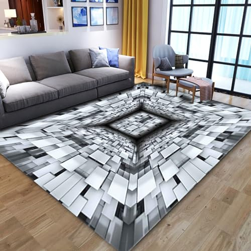 Dazzluxe 3D-Teppich Mit Optischer Täuschung, Vortex-Illusions-Bodenmatte, Moderner, Abstrakter, Rutschfester 3D-Teppich Für Türeingang, Badezimmer, Treppen, Spielzimmer, Wohnzimmer,K,80 * 160cm