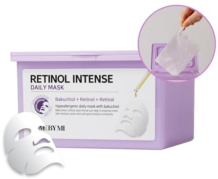 SOME BY MI Masque quotidien intense au rétinol - 30 feuilles de 335 g - Masque facial en feuille de rétinol coréen au collagène bio - Hydratant pendant la nuit - Végétalien - Peau en verre - Soin de