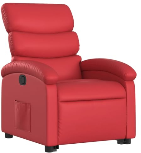 vidaXL Relaxsessel mit Aufstehhilfe, Sessel Aufstehsessel mit Liegefunktion, Fernsehsessel Verstellbare Rückenlehne Fußteil, Liegesessel Ruhesessel Polstersessel, Rot Kunstleder