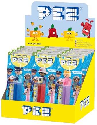 PEZ - Boîte-présentoir de 12 distributeurs PLAYMOBIL avec une recharge de bonbons (1 distributeur + 1 recharge)