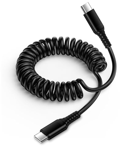 USB C auf USB C Spiralkabel 1.8M, 3A PD USB Typ C Handy Kabel Coiled Auto Ladekabel Schnellladekabel Datenkabel für Samsung Galaxy S24/S23/S22/S21/S20/A15/A54/A55/A34/A14/A53/A52/A33 Samsung ladekabel