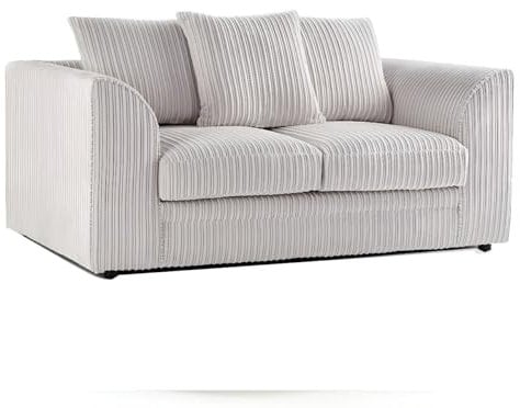 Sofa Selection’s Jumbo Cord Scatter Back 2-Seater Sofa | Luxurious Scatter Back 2-Seater Sofa in Cream Soft Cord Fabric Elevate Your Space with a Compact yet Comfortable Seating (Cream, 2 Seater)