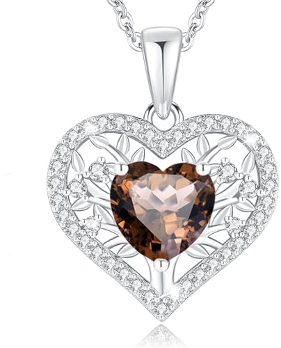 LAVUMO Collar Mujer Corazón Árbol de la Vida Joyas Mujer Plata de Ley 925 Regalos Originales Esposa Mamá Novia Navidad Cumpleaños Día San Valentín Regalo (Plata-06-Junio)