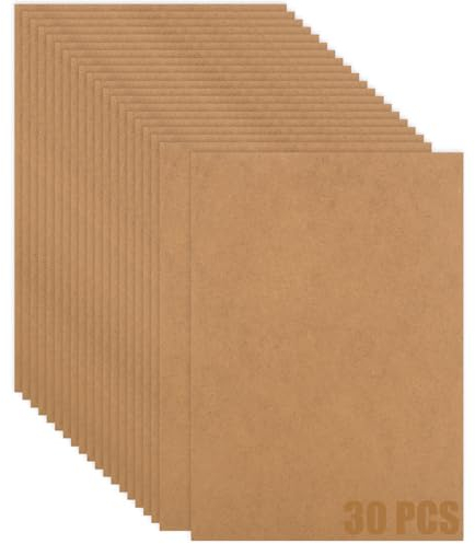 CYEER 30Pcs A4 MDF Board, 3mm MDF Blank Sheets for Crafts, Medium Density Fiberboard Wooden Hardboard Sheets Safe for Laser and Pryography for Laser Engraving, Painting