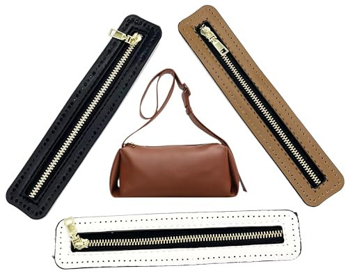 OHYER 3 Stück Reißverschluss für Taschenzubehör Farben PU-Leder-Reißverschluss Zum Nähen PU Leder mit Löchern DIY-Leder-Reißverschluss Reißverschlüsse zum Nähen von Handtaschen