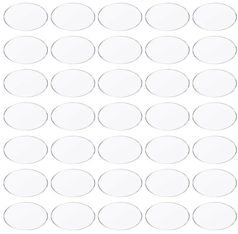FINGERINSPIRE 50Pcs 5x2.5cm Clear Oval Miniature Bases Acrylic Model Bases Transparent Figure Stands Model Display Base for Wargaming Boardgaming and Collectible Figure Gaming Miniatures Table Game