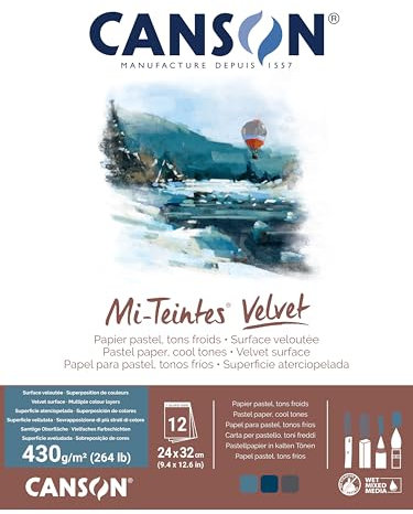 MI-TEINTES VELVET 24X32 430G Kühle Töne, Block 12 Seiten