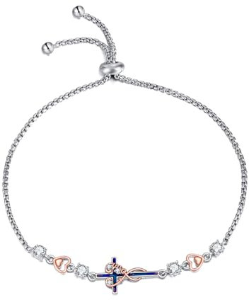 YAFEINI Kreuz Armband für Damen Mädchen Sterling Silber Christian Sideways Faith Cross Armbänder Danity Religiöse Gliederkette Schmuck Geschenke