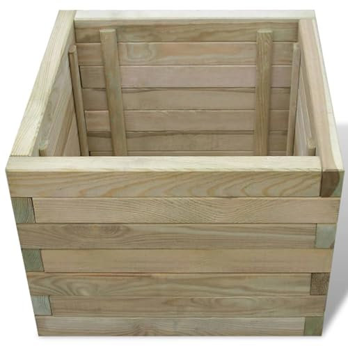 Kavolet Jardinière surélevée en bois, 50 x 50 x 40 cm, composteur en bois, bac à fleurs, bac à plantes, pour jardin et terrasse, pin massif