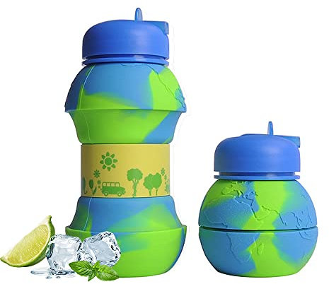 QTANZIQI Football Water Bottle Foldable Silicone Collapsible Kids Toddler Water Bottle with Keyring for School Unique Football Gifts for Boys and Girls Blue 550Ml/19Oz silk pillowcase