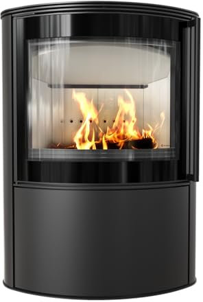 KRATKI Stufa a legna in acciaio BJORN 8kW | 150 mm | 7* Flamme Verte | ECODESIGN | BImSchV 2 |15a B-VG | con porta a chiusura automatica | Stufa Moderna | Gamma di potenza 5-11kW