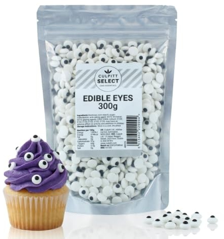 Culpitt Select 300g Edible Sugar Eyes | Ideal For Monster & Animal Bakes, Resealable Pouch, Ready To Use For Halloween, Christmas & Birthdays