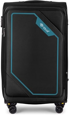 Solier Reisekoffer Koffer mit 4 Rollen Leicht Tourister Trolley Rollkoffer mit Zahlenschloss Groß Reisetrolley (SCHWARZ/GRÜN, L 64L)
