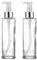 Lot de 2 flacons à pompe en verre transparent de 120 ml avec tête de pompe blanche vides rechargeables pour distributeur de savon liquide pour huiles essentielles, shampooing, gel