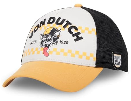 Von Dutch Kappe für Damen und Herren, Trucker-Kappe Wild GATO, verstellbar, Weiß/Gelb/Schwarz, Einheitsgröße
