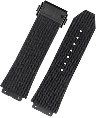 KDEGK FKM Fluorsilikon-Uhrenarmbänder für HUBLOT BIG BANG Silikon 25 * 17 mm 26 * 19 mm wasserdichtes Herrenuhrenarmband Kettenuhr Gummiarmband Armband(S Black-black,25-17mm)