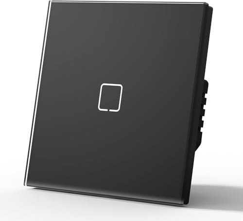 MVAVA Touch Lichtschalter Unterputz, Wlan Alexa Smart Lichtschalter Kompatibel mit Alexa/Google Home Work mit Tuya/Smart Life, Neutrale Leitung Benötigt 1 Fach 1 Weg, Glas