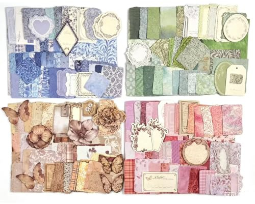Alideco 400pcs Scrapbook Paper Vintage Basic and Versatile Scrapbooking Paper for Journaling Supplies, Decorative Craft for Junk Journals (zhijianyouju)