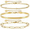 BONNYBIRD® Edelstahl Armband Damen Gold Armbänder Set Armkette Wasserfester Schmuck vergoldet Goldarmband Goldenes Gliederarmband Schlangenarmband Armkettchen Damenarmband Frauen Bracelet Goldschmuck