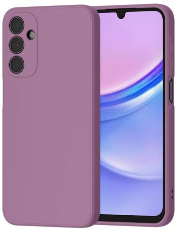 YLK Coque Compatible avec Samsung Galaxy A15 4G / 5G, Coque de Protection Intégrale en Silicone avec Doublure en Microfibre (Rose Violet)