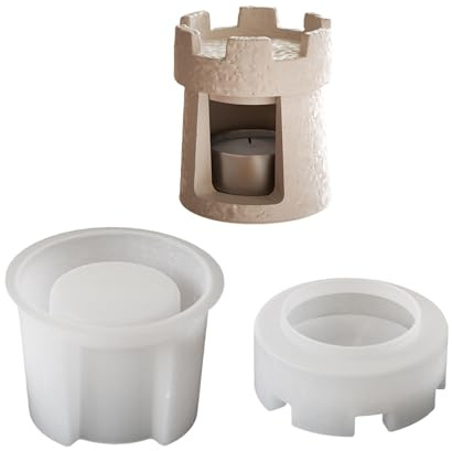 Silikonform mit Burgen, Kerzenhalter, Ornament, Gipsformen zum Basteln, Kerzenhalter, Ornament