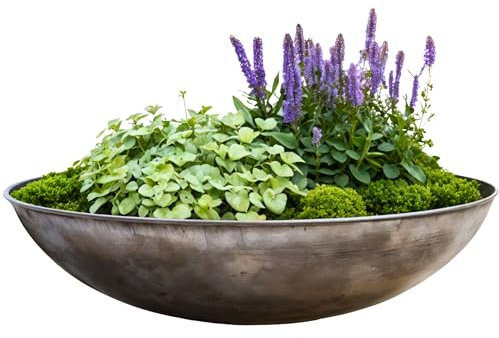 Rostikal Cortenstahl Vintage Plant Bowl - Diameter 53 cm - Handmade Metal Bowl for Planting - Without Rust, Developed Patina - Durable & Weatherproof - Garden Decoration for Garden, Balcony, Patio