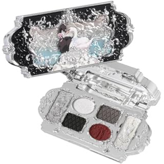 Swan Ballet 6-farbige Make-up-Palette, Lidschatten, Rouge, Hervorhebung und Kontur, Flower Know Make-up-Palette mit 4 matten + 2 schimmernden neutralen Farbtönen (Black Swan)