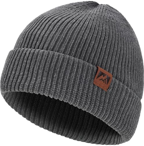 ricema Beanie Mütze Herren Damen Winter Warme Wintermütze Strickmütze Dehnbare Weiche Skimütze Unisex Sport Beanie Hat Geschenke für Männer und Frauen,Grau