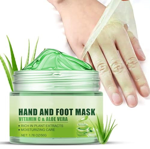 Aloe Vera & Vitamin C Hand- und Fuß-Peel-Maske, Peel-Off-Handwachsmaske für trockene, rissige Fersen, entfernt abgestorbene Haut, Peeling- und feuchtigkeitsspendendes Gel, beruhigt und repariert die