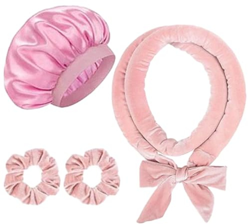 Lockenwickler Über Nacht mit Schlafmütze Hair Curler DIY Haare Lockenband Frisurenset Rutschfest Heatless Curls Locken Ohne Hitze für langes mittleres Haar