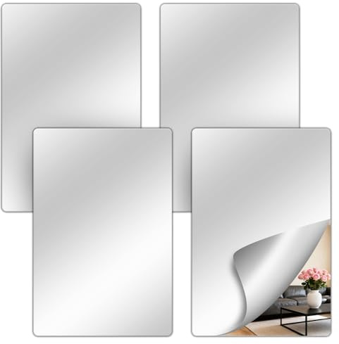 4 Pièces Miroirs Autocollants, 30 x 20 cm | Imagerie Nette, Installation Sans Perçage,Adaptés aux Écoles, Chambres à Coucher, Salles de Bains