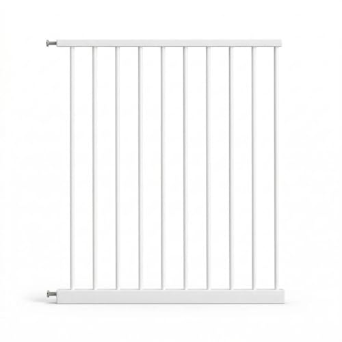 BATHBY Barrera de Seguridad para Niños y Mascotas, 75-84cm, Instalación Sin Tornillos, Sistema de Cierre Automático, Giro Bidireccional, para Puertas, Pasillos y Escaleras (Blanco, Extensión 80cm)