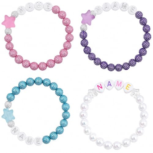Generisch Perlen Armband für Baby und Kind mit Namen für die Taufe, Foto-Shooting, Geburtsarmband, Namensarmband, Taufarmband, Kinderarmband