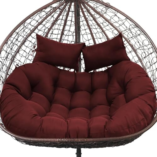 joomie Double Hanging Egg Chair Cushion Replacement Waterproof for Outdoor Patio Basket Egg Chairs, 150x110 cm–2 Seater Premium Thickened 100% Cotton Large Double Eggs Swing Chair Cushions, Red