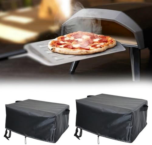Lapiglo Cozze 90347 Gas-Pizzaofen-Abdeckung, 43,2 cm, 420D Oxford-Tuch mit verstärkten Streifen, winddichten, verstellbaren Schnallenriemen, Kordelzug und Griffen, Schwarz