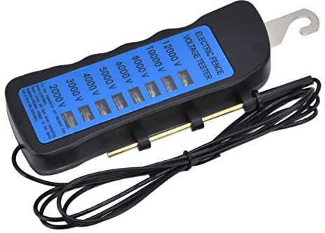 Blaihild Elektrozaun-Spannungsprüfer, 12-kV-Neon-Zaunspannungsmesser, Wasserdicht mit 8 Anzeigeleuchten für die Sicherheit von Bauernhöfen und Viehzucht