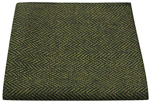 King & Priory Pickle Green & Black Herringbone Pocket Square, Handkerchief