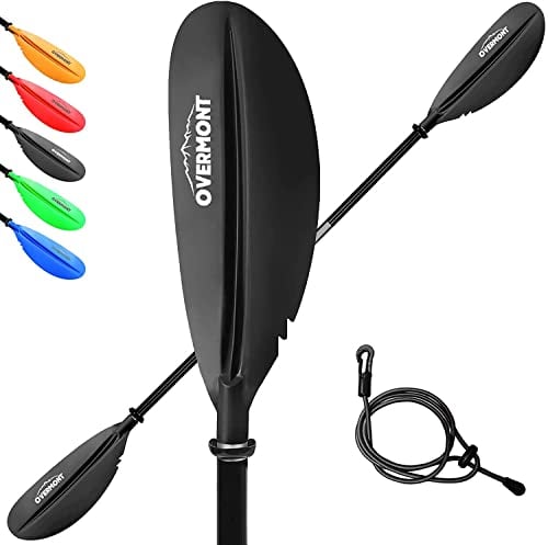 OVERMONT remos Aluminio de Doble Longitud Total 222 cm Convertibles en uno para Sup Kayak Piragua Canoa Barco Color Negro/Rojo/Naranja