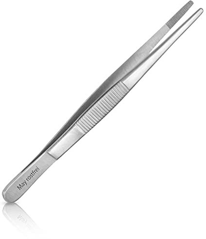 May - Pince à épiler technique droite – 15 cm – Pince à épiler pour modélisme – Pince à épiler électrique – Pince industrielle – Acier inoxydable