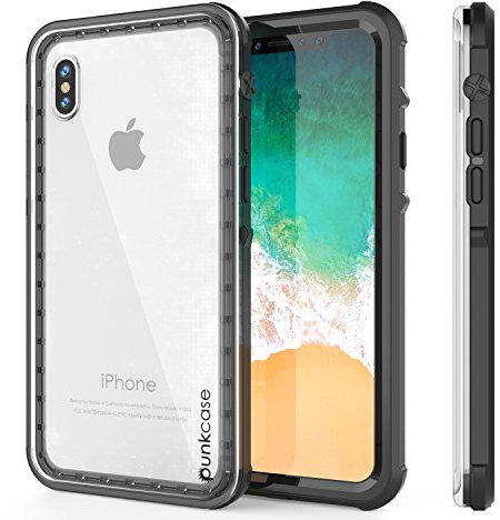 PunkCase Waterproof Case [Crystal Series] Protective IP68 Certified Cover W/Attached Screen Protector | Dustproof, Shockproof, Snowproof | Ultra Slim Fit Compatible with Apple iPhone XS Max [Black]