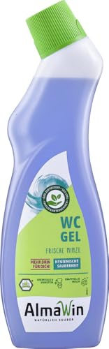 AlmaWin® WC Gel [6x 750ml] mit frischem Pfefferminz-Duft - WC Reiniger Extra Stark gegen Schmutz, Kalk- & Urinstein - Toilettenreiniger für hygienische Sauberkeit - 100% Natürlich & VEGAN