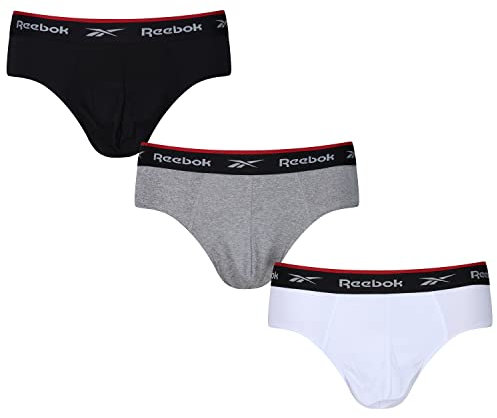 Reebok Herren Mens Sports Brief Wiggins 3pk Black/Grey Marl/White Boxershorts, Black/Grey Marl/White, Extra Large