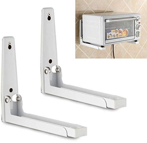 KaKaDz Universal Microwave Shelf Brackets,Kitchen Carbon Steel Wall-Mounted Shelf,Holder Foldable Stretch Rack,Microwave Weight 40kg Extendable Arms Adjustable 22.5-39cm (Color : White)