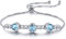 RXSHOUSH Damen 925er Sterling Silber Armband, Aquamarin Armband Verstellbares Armband Romantisches Geschenk Silber Schmuck. Sky Blue