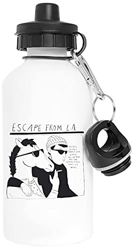 Vendax BoJack Youth - Escape From L.A. - Bojack Horseman Aluminium Weiß Wasserflasche Mit Schraubverschluss White Water Bottle With Screw Cap