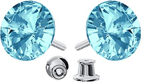 Ohrringe Silber 925 - Ohrstecker mit Kristallen Rivoli - Wählen Sie Ohrringe Set - elegante und moderne Schmuck für Sie - Wetten Sie Auf Silber Ohrringe Damen - Handmade: Ohrringe