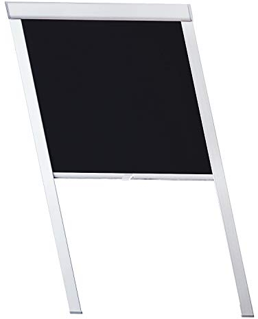 Lospitch Dachfenster Verdunkelungsrollo Schwarz Thermo-Rollo, 100% Verdunkelung, Silberne Seitenschienen, kompatibel mit Fenster Systeme Dachfenster GGL, GPU, GTU, GXU, GHU(61.3x116cm, M08)