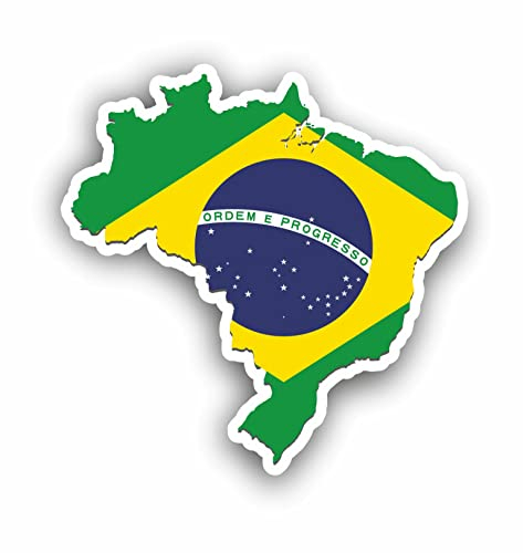 AMA SHOP Autocollant découpé carte drapeau Brésil | Autocollants pour voiture | Sticker pour casque, moto, camping-car, autocollant en PVC pour décalcomanie murale