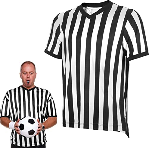 Facynde Fußball Schiedsrichter Shirt Herren - Schwarz-weiß gestreiftes offizielles Fußball-Schiedsrichtertrikot - Offizielles Schiedsrichter-Kostü für Männer und Frauen, EIN guter Sportartikel